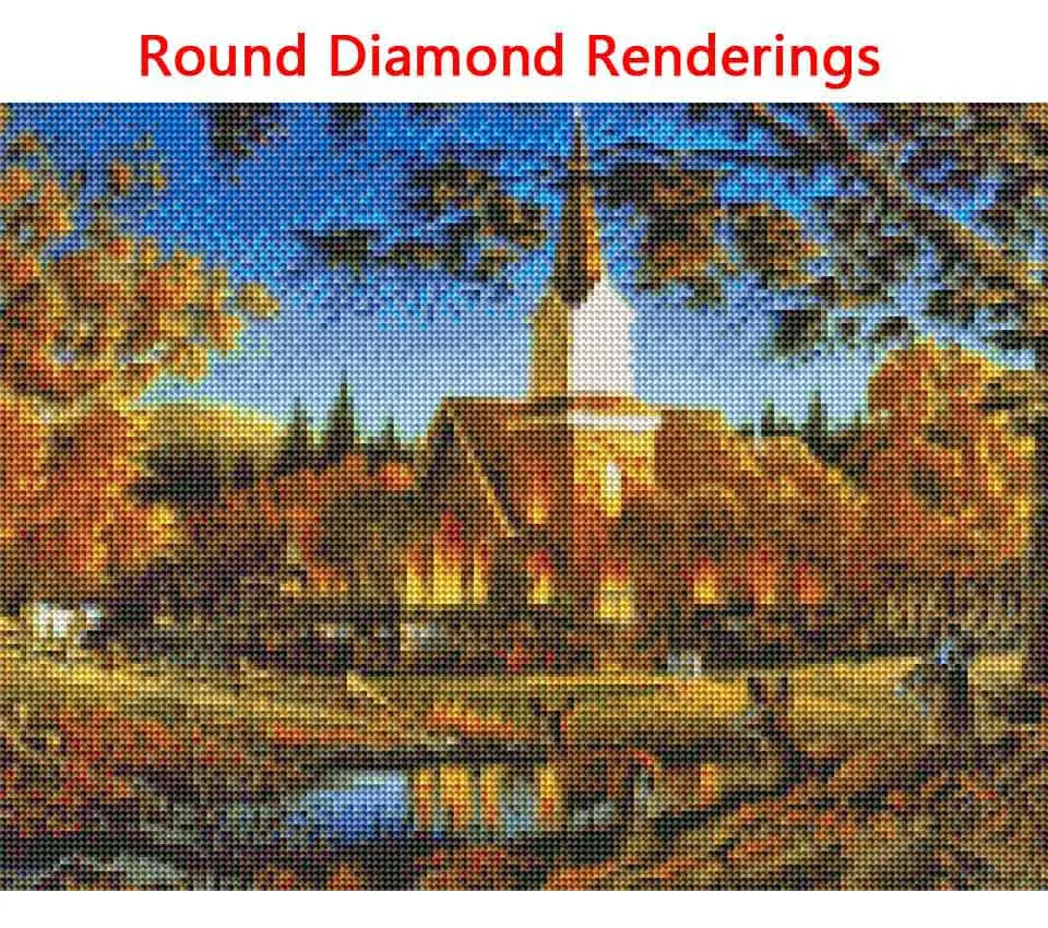 5d DIY Diamond Painting Full Square Round Idyllic Villa Building Rhinestone Embroidery Craft Home Decoration Set | Дом и сад