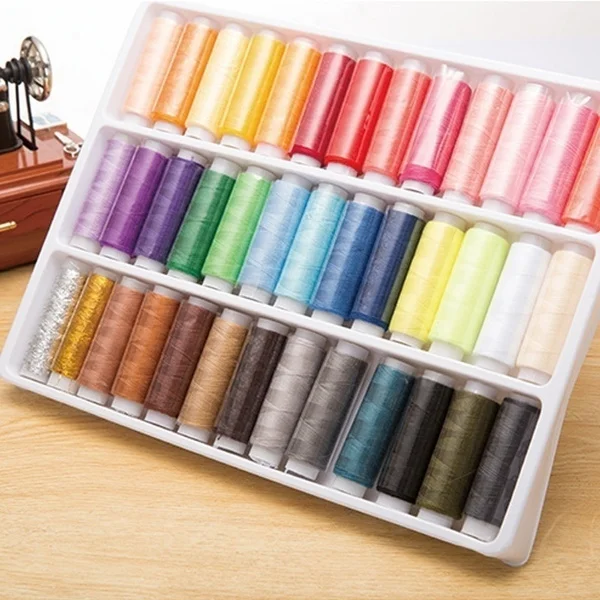 

39Pcs Mixed Colors Polyester Spool Sewing Thread Roll Machine Hand Embroidery 200Yard Each Spool For Home Sewing Kit