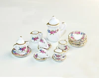 112 dollhouse miniature kitchen accessories 15pcs porcelain tea pot cup dish set classic furniture toy for children kids