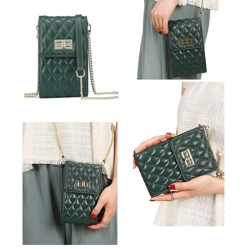 Женская маленькая стеганая сумка из натуральной кожи сумочка на плечо для