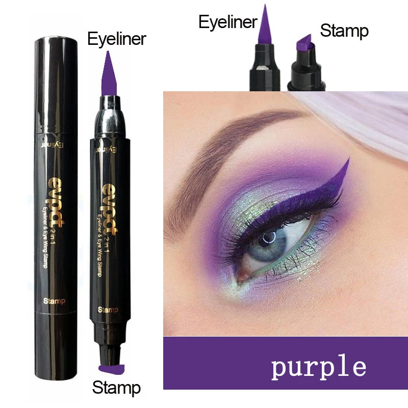 2 In1 Colorful Charming Winged Eyeliner Sexy Eye Cosmetic Seal Stamp Wing Double Head Waterproof Quick Dry Eyeliner Pen TSLM1