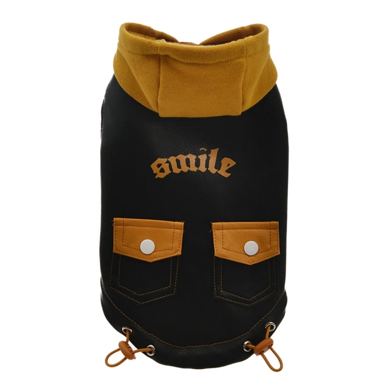 Собака кожаное пальто Водонепроницаемый собаки Зимняя одежда для девочек с