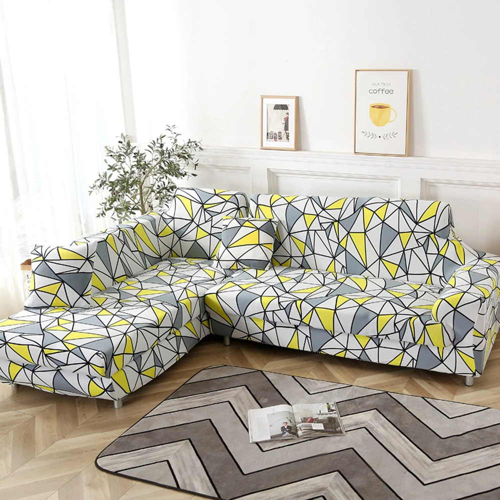 Печатные Эластичные Угловые чехлы для диванов гостиной эластичные из спандекса