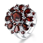 Женское кольцо с красным Цирконом Gu Li, креативное кольцо серебряного цвета с инкрустированным гранатом в форме цветка, банкетное кольцо, ювелирные аксессуары