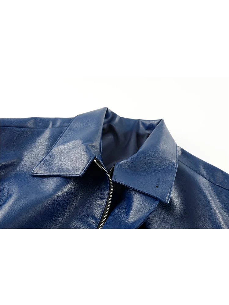 2021 Women Leather Jacket Zippers Loose Winter Vintage Trendy Korean Style Locomotive Lapel Female Chic PU Short Fur Tide | Женская