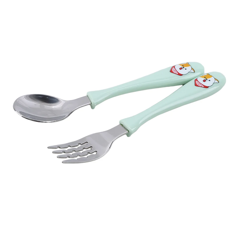 

Cartoon Pattern Children Spoon Fork Set Baby Feeding Spoon Stainless Steel Kid Eating Utensils Toddler Baby Flatware Accessories