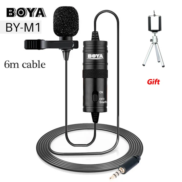 BOYA BY-M1 клип на петличный микрофон Conensor микрофон Vlog Настройка для телефонов DSLR Youtube DJI 3,5 мм адаптер Osmo карманные аксессуары - Цвет: BY-M1 n gift