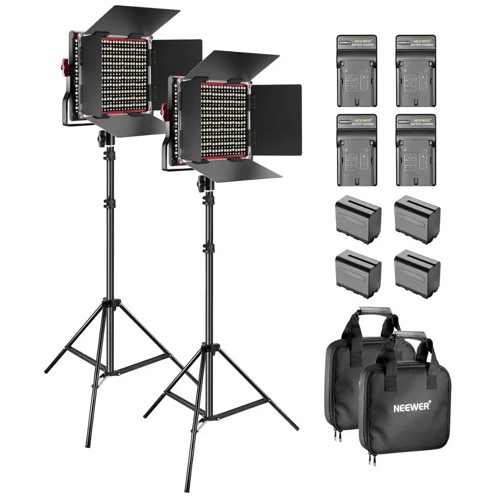 Neewer 3 упаковки 660 LED светильник с регулируемой яркостью двухцветный Barndoor Stand 6 Pack