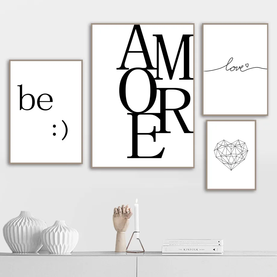 Геометрическое сердце Италия любовь цитаты настенное искусство холст живопись