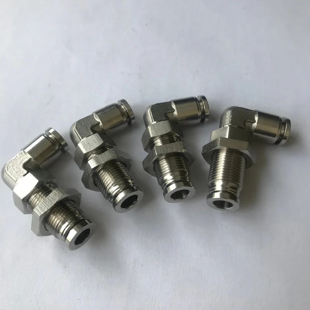 Pneumatic Stainless steel Hose 4-12mm Quick Connect Air Fitting PLM Union 90 Degree Elbow Plastic Bulkhead fitting | Обустройство