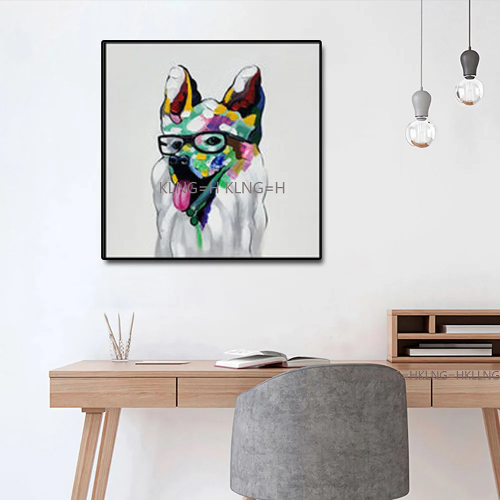 

Hand-painted clever dog modern art paintings abstract red tongue dogs home hall's oil painting lacquer art salon sofa