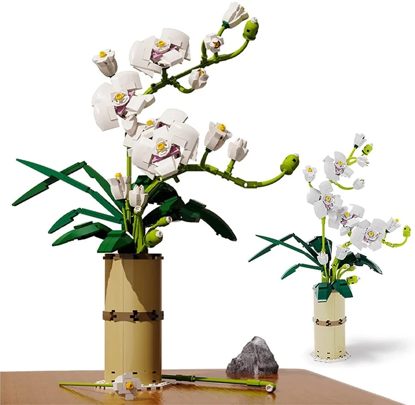 

Flower Bouquet Building Kit,assembly Educational Toys,Orchid/rose/kapok Bonsai,Artificial Flowers,Contains Vase