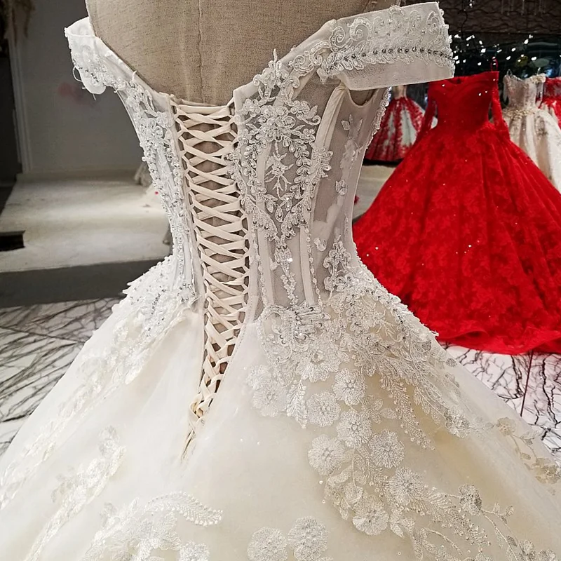 Бальное платье LS75278 свадебные платья 2020 с открытыми плечами со шнуровкой длинным