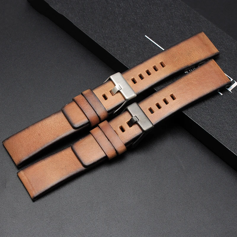 High Quality Genuine Retro genuine Leather watchband for diesel DZ4343 DZ4323 DZ7406 watch strap vintage leather 22mm 24mm 26mm
