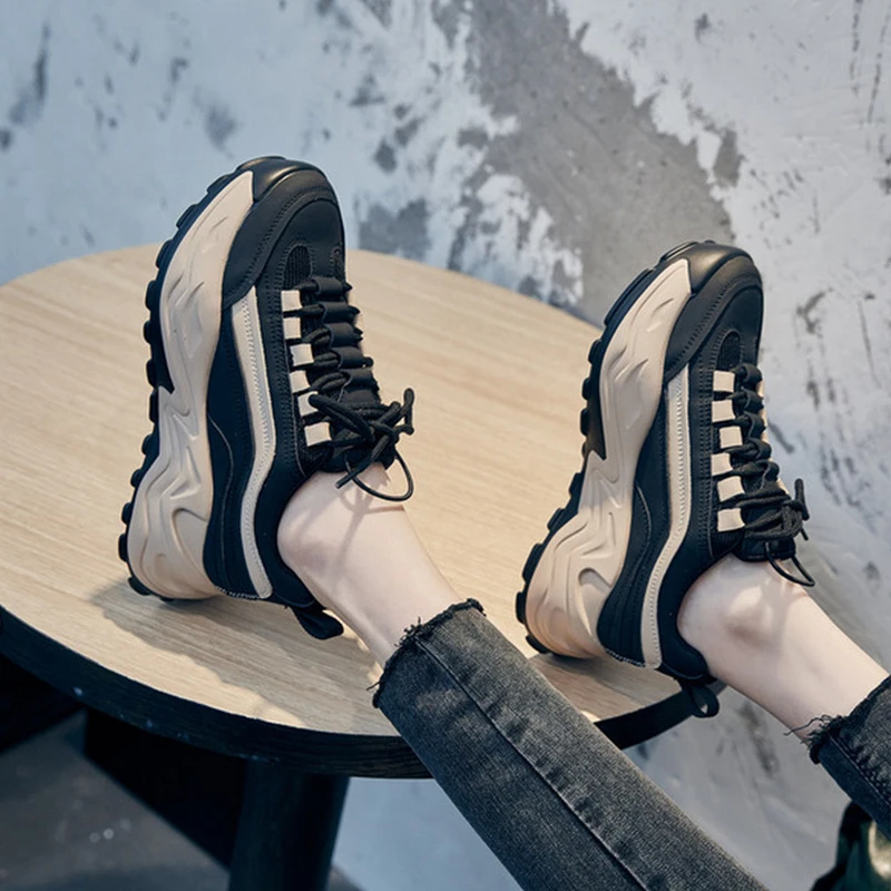 Кроссовки женские на толстой подошве кроссовки плоской для бега из