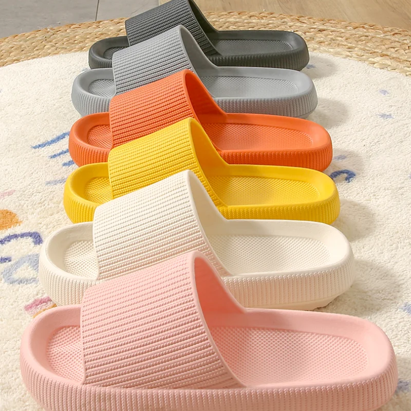 

2021 Women Thick Platform Slippers Summer Beach Eva Soft Sole Slide Sandals Leisure Men Ladies Indoor Bathroom Anti-slip Shoes