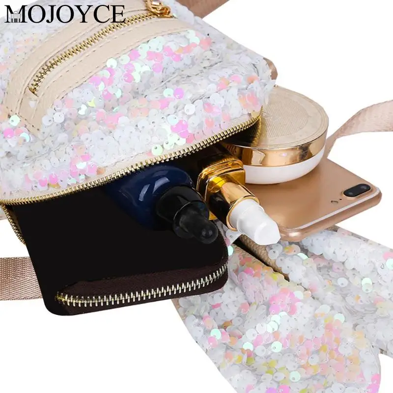 New Fashion Mini Shining Sequins School Backpack Women Rabbit Ears Rucksack Cartoon Label Purse Zipper Shoulder with Small Bag