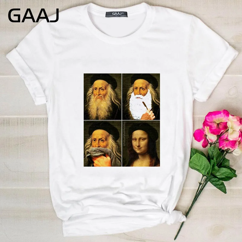 GAAJ Edgy Mona Lisa футболка Женская Harajuku одежда женская футболка с графическим принтом винтажные Топы футболка размера плюс женская футболка