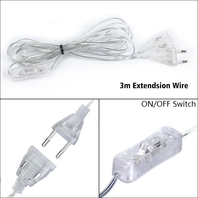 3.5M Extension Wire 960 светодиодный S светодиодный светильник для занавесок s гирлянда светильник Сосулька Рождество Крытый Открытый Свадебный светильник ing домашние вечерние Gararden Декор - Испускаемый цвет: 3.5M Extension Wire