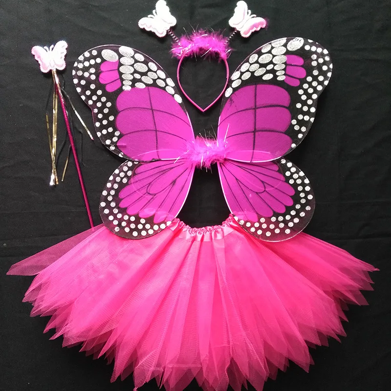 Сказочный Детский костюм с крыльями бабочки для девочек Радужное платье маской