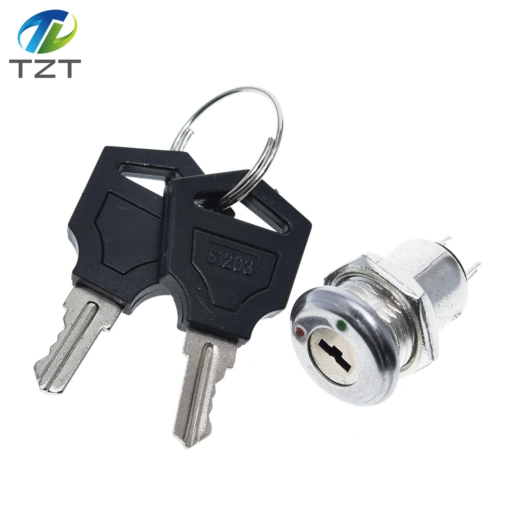 12mm Stainless Steel Electronic Key Switch ON OFF Lock Phone Security Power 12*21mm S1203 2PIN 2 Keys | Электронные компоненты