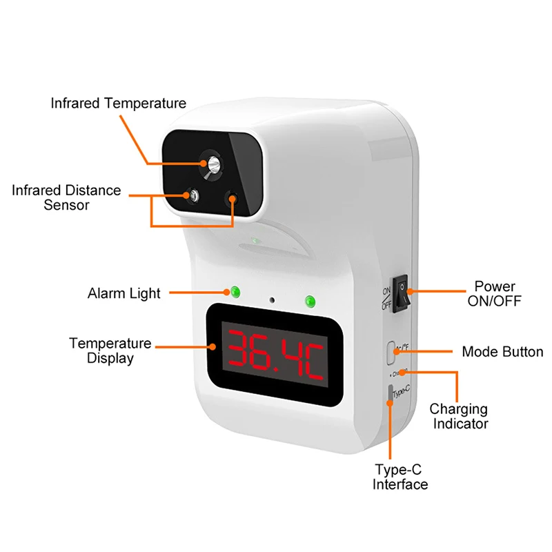 

Wall Mounted Non-contact Infrared Thermometer Digital K3 Pro Forehead Hand Temperature Sensor Laser Gun