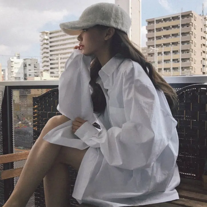 Женская рубашка в стиле ретро белая гонконгском свободная нишевая куртка