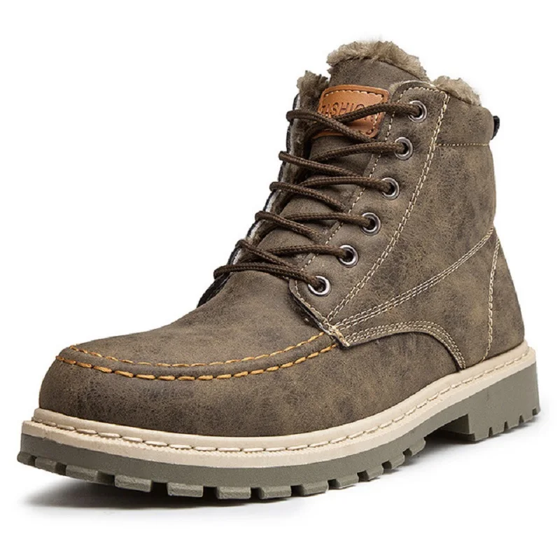 

2020 winter new men cotton Martin boots trend high-top men boots warm British men shoes leather tooling boots