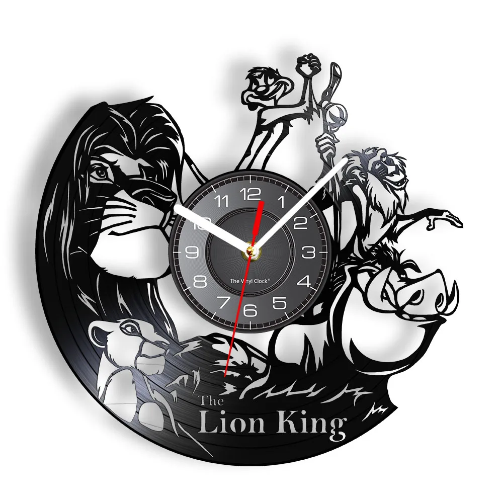 The Lion Prince Animal Inspired Vinyl Record Wall Clock Jungle Safari Retro Hanging Watch Silent Swept Clock For Kids Bedroom