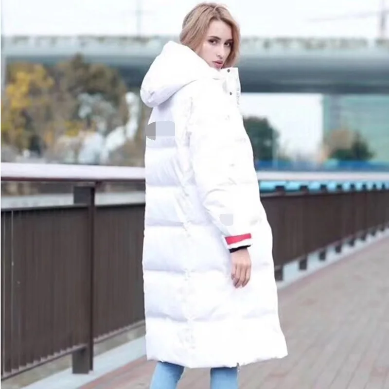 Women Men Warm down jacket new Korean Style Thicken Long couple casual black and white simple hooded | Женская одежда