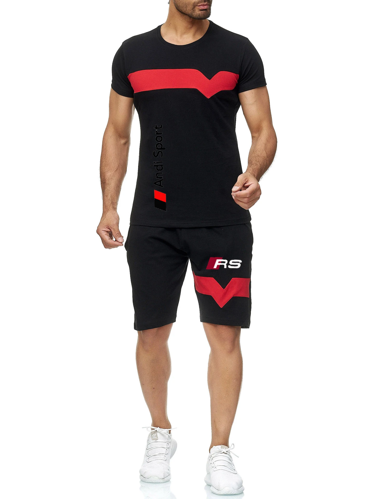 

2021 new summer POLO loose pants two-piece men's casual sports suit letter printed sportswear short-sleeved men's fashion suit