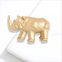 hoseng golden rhinoceros alloy animal brooch woman man clothes jewelry vintage metal lapel gift pin hs_135