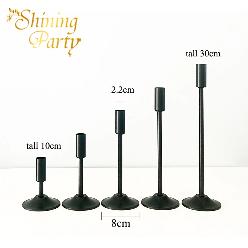 Блестящие черные металлические подсвечники вечерние Ринок свадебные