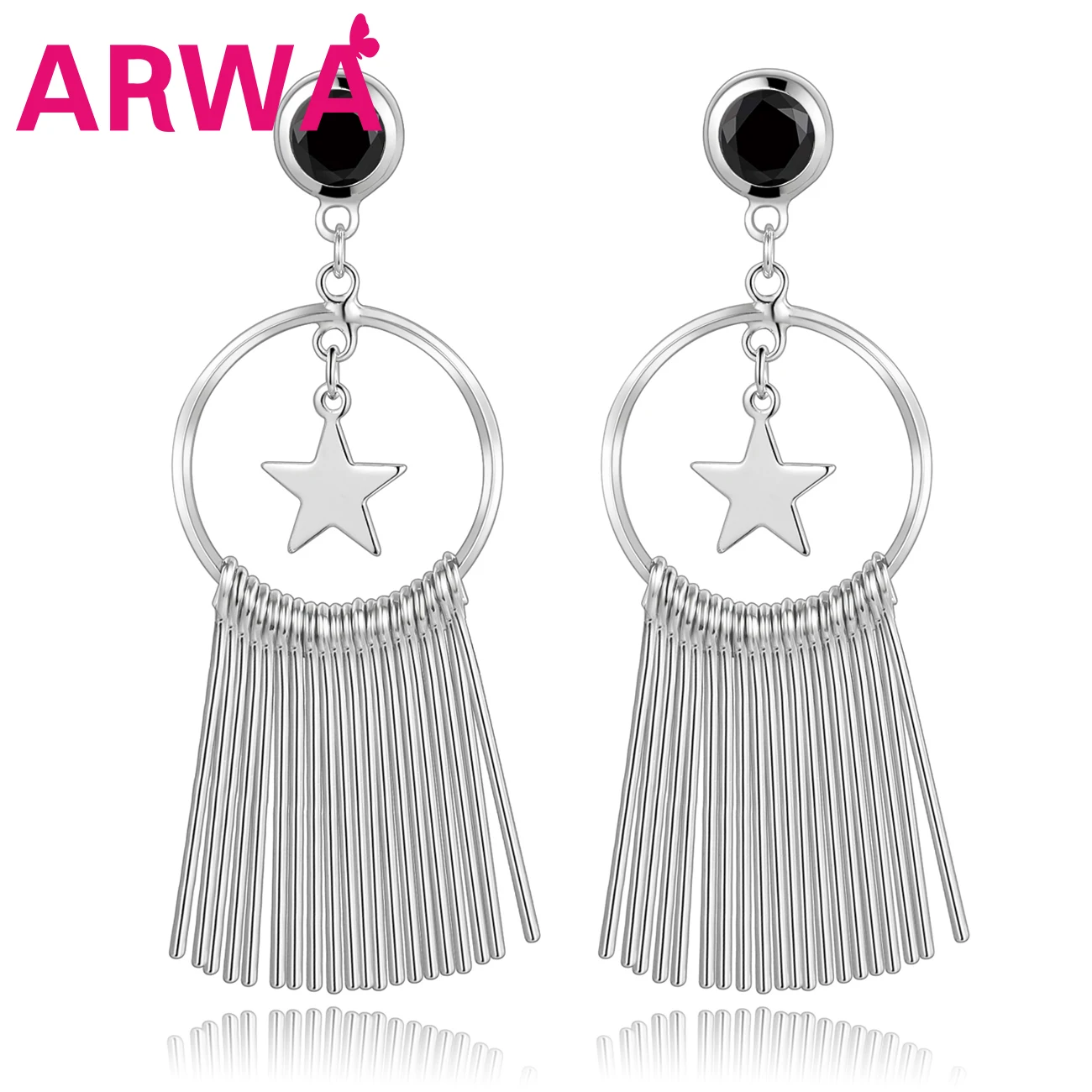 Женские серьги-гвоздики с фианитами Bonsny серьги-подвески серебряного цвета в