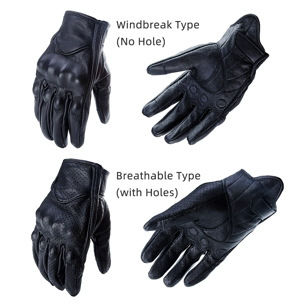 Мотоциклетные Перчатки из натуральной кожи защитные Перфорированные дышащие