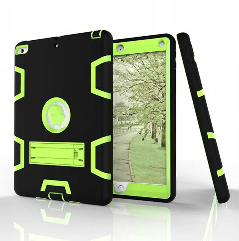 

New Safe Kids Armor Case For iPad 9.7 2018 6th Generation with Kids Safe Silicon PC Back cover For ipad 9.7 2017 case+film+pen