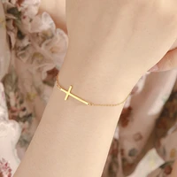likgreat thin style fashion chain cross jesus bracelets for women gold charm christian stainless steel bracelet religion jewelry