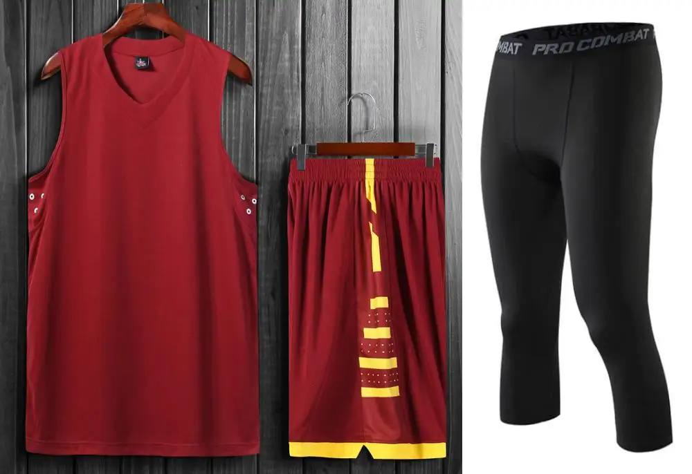Wine Red And Pants Высококачественные мужские баскетбольные Трикотажные изделия с боковыми карманами спортивные штаны, дешевые студенческие спортивные костюмы для баскетбола, можно изготовить на заказ комплекты униформы - Цвет: Wine Red And Pants