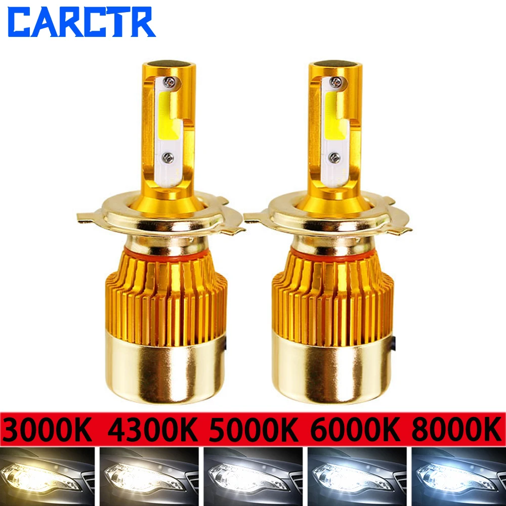 COB Светодиодный фар автомобиля лампы H4 светодиодный H7 H11 9005 9006 3000K 4500K 6500K 8000K 4000LM 60