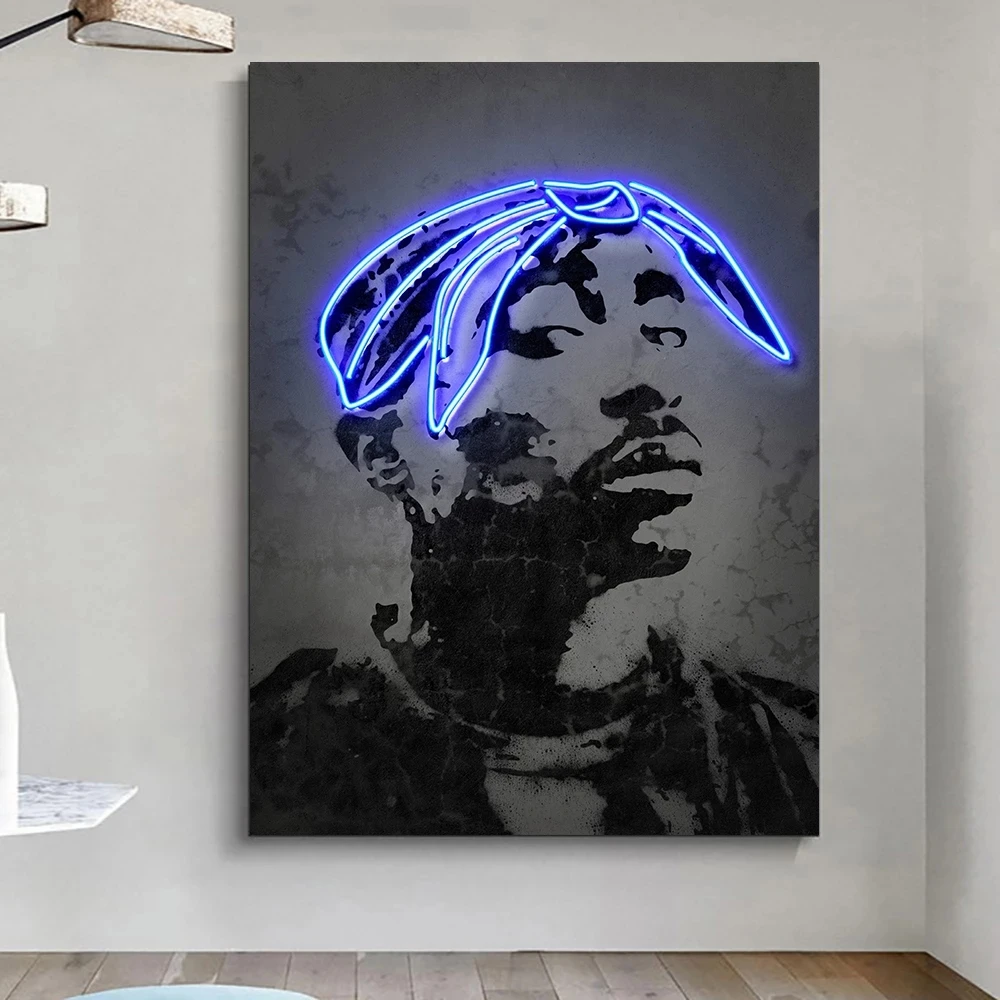 Тревис Скотт музыкальная звезда неоновый постер Biggie 2pac Хип-хоп рэпер модное