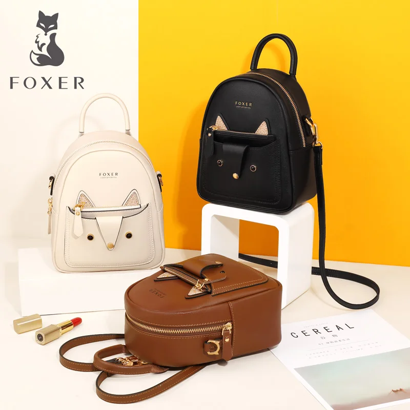 FOXER женский прекрасный рюкзак Женский мини из коровьей кожи для девочек