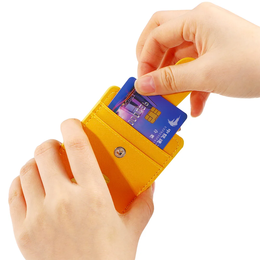 

PU Leather Business Card Holder Cute Cartoon 3 Slots Bus ID Credit Case Korean Style Wallet Bag Anti Theft Portable Purse