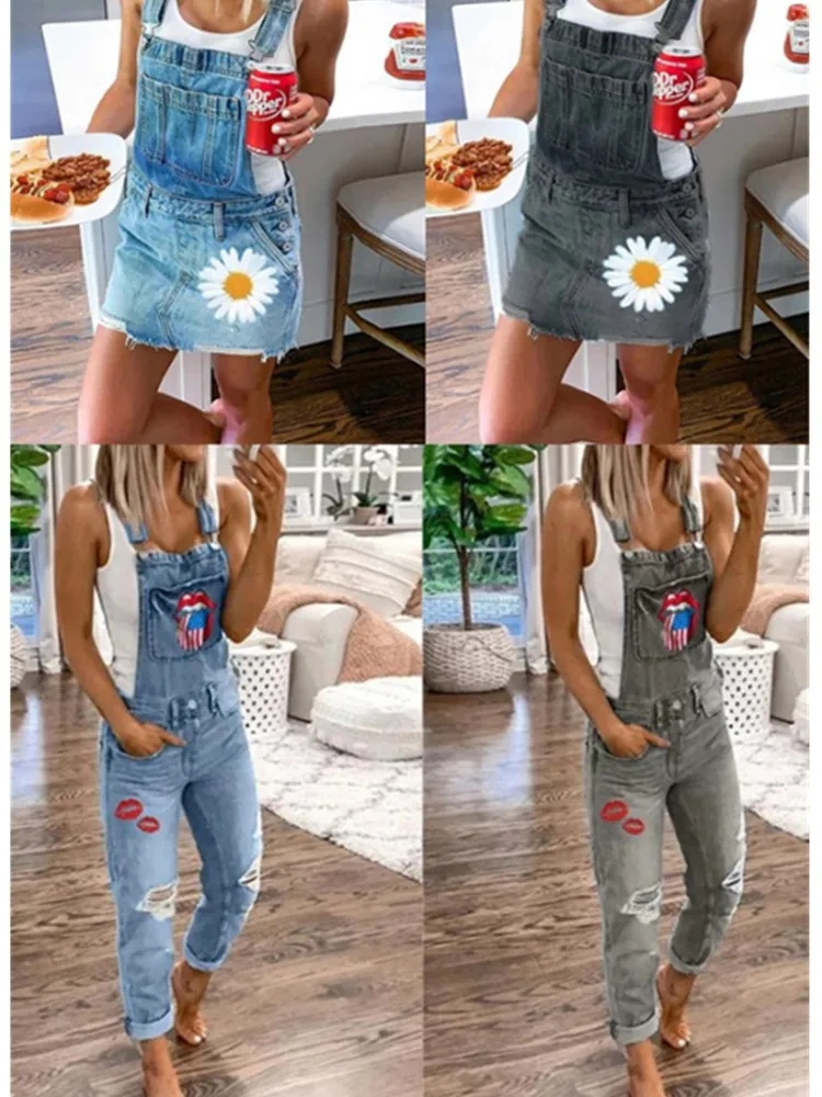 Женские комбинезоны с цветочным принтом длинные брюки со средней талией