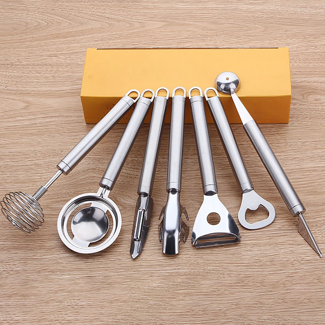 

7PCS Hot Selling Kitchen Gadget Set Stainless Steel Kitchen Tool Set Cooking Utensils Set Kitchen Tools & Gadgets Solid Color