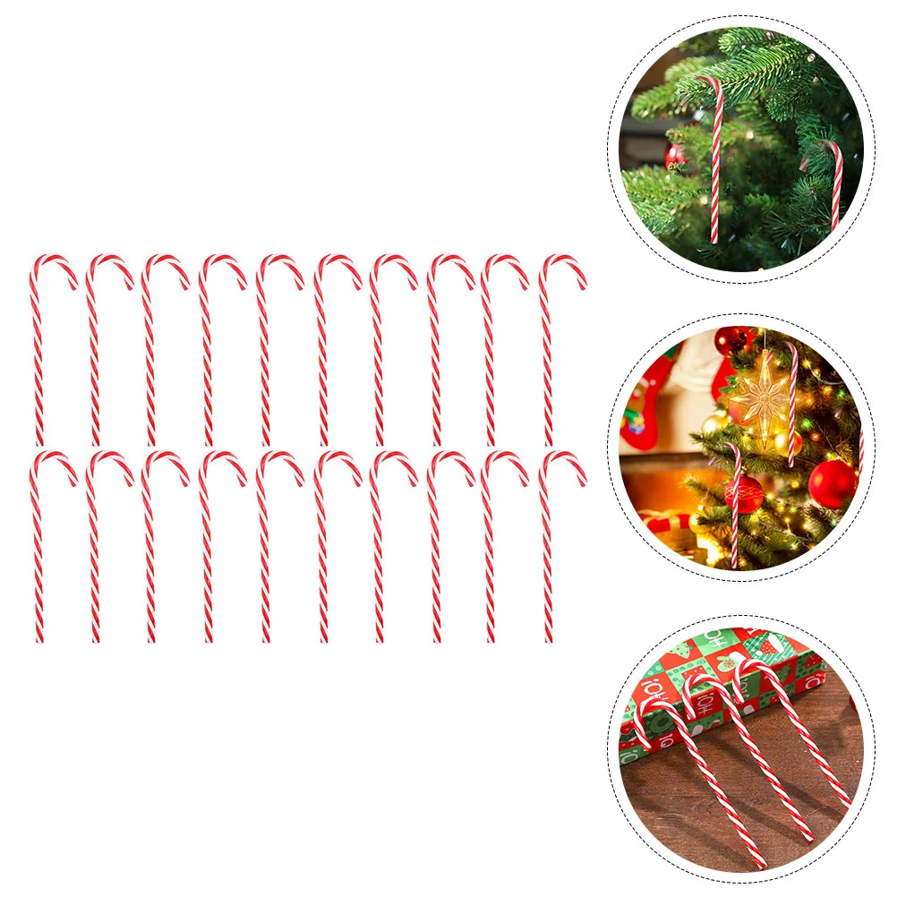 

50 Pcs Xmas Candy Cane Shape Pendants Xmas Tree Hanging Decor Hanging Pendant