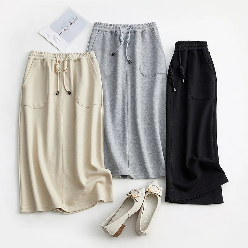 Casual Skirt Women New High Waist Stretch Mid-length Split Sport Ustyle0441