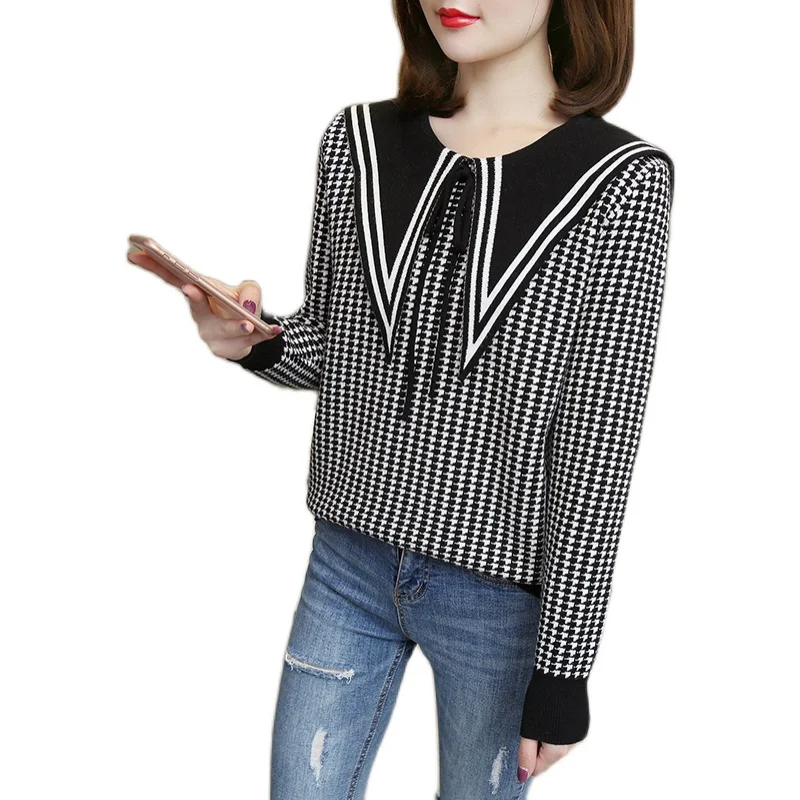 Женский трикотажный свитер с длинным рукавом большого размера зимний 2020 |