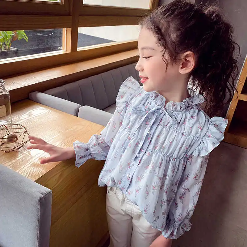 2020 New Spring Baby Girls Korean Style Shirts Child Floral Print Casual Blouses Kids Cute Long Sleeve Tops Children Clothes T04 | Детская