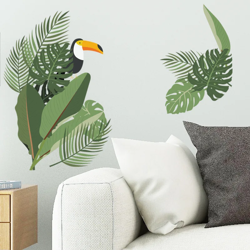 Большие тропические листья настенные наклейки для гостиной спальни Настенный