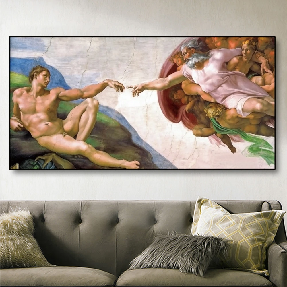 Laeacco Creation создание Adam Painting от микеланжело Картина на холсте картина маслом постер